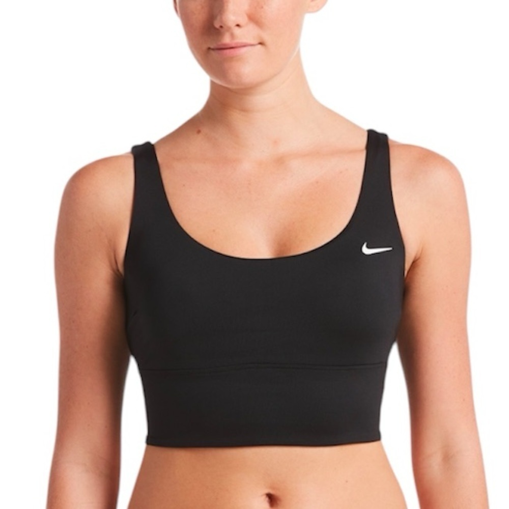 Nike Women's Essential Midkini Sport Top in Black Size Small
